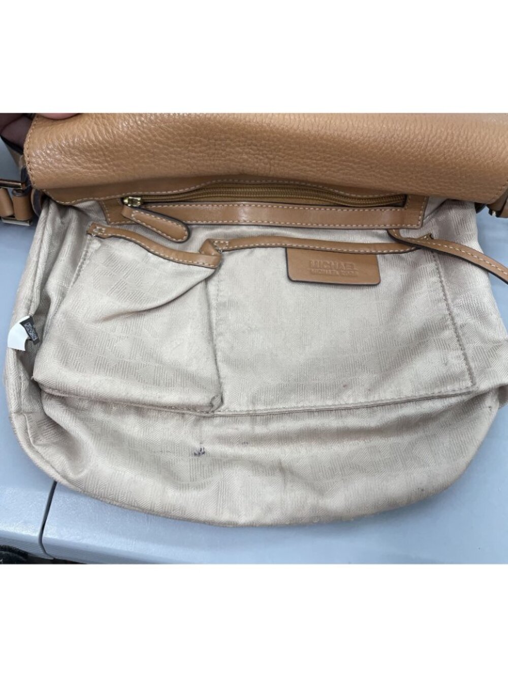 Michael Kors Romy Leather Crossbody Bag Saddle Messenger Pebbled‎ Leather Brown - Picture 10 of 16